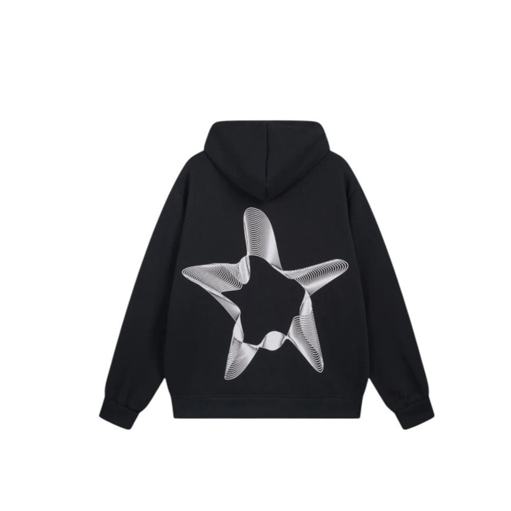 ⭐ 𝐀𝐄𝐋𝐅𝐑𝐈𝐂 𝐄𝐃𝐄𝐍 “3D Star” Zip-Up Hoodie — Black (Unisex)